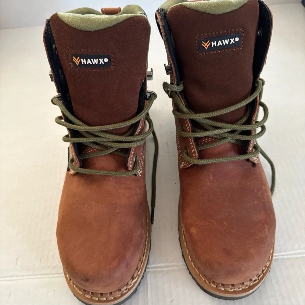 Hawx Brown Leather Boots with Green Laces